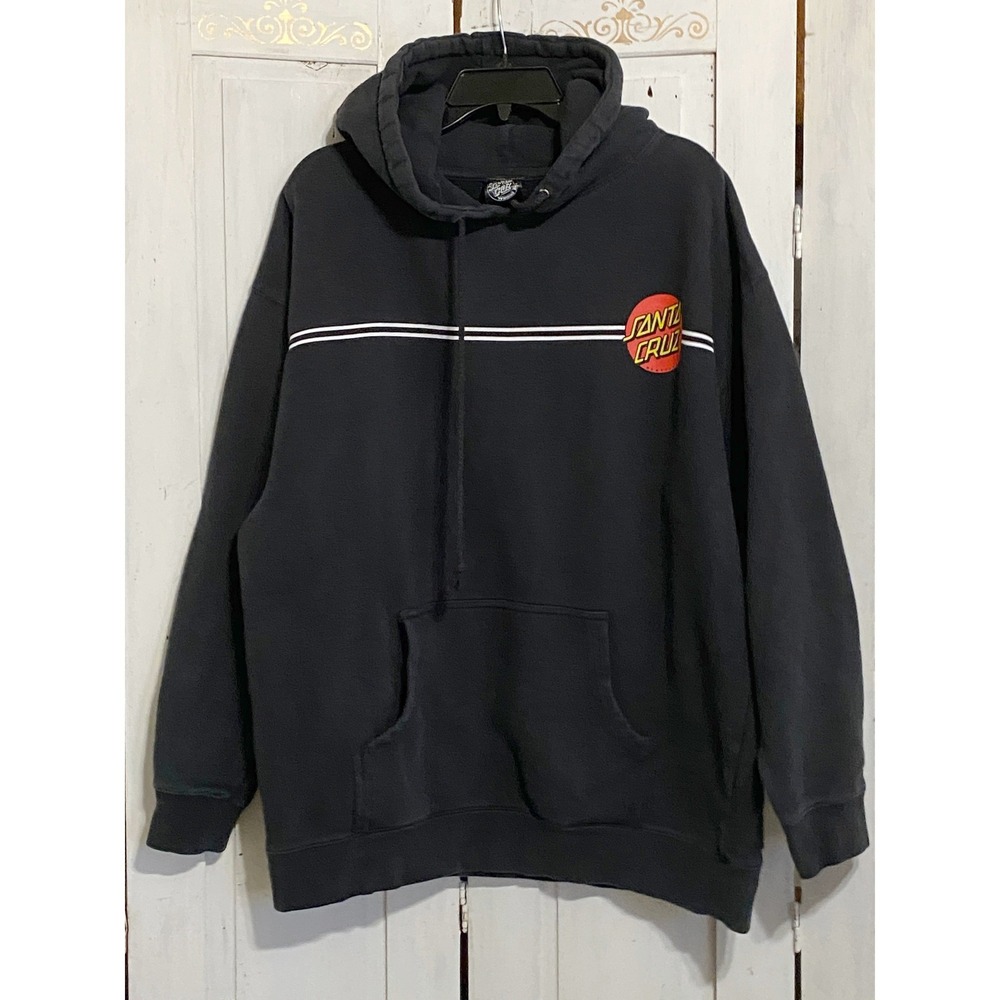 Santa Cruz Skateboards Mens XL Hoodie Black Classic Dot Logo Pullover Sweatshirt